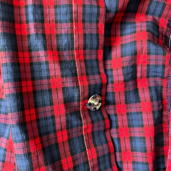 Men's Moose Knuckles Red Plaid Shirt with Snap Closures-Size Medium - Picture 6 of 8